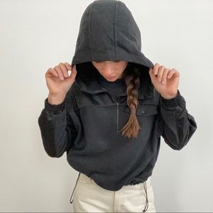 Athleta Black Zion Microfleece Half Zip Hoodie